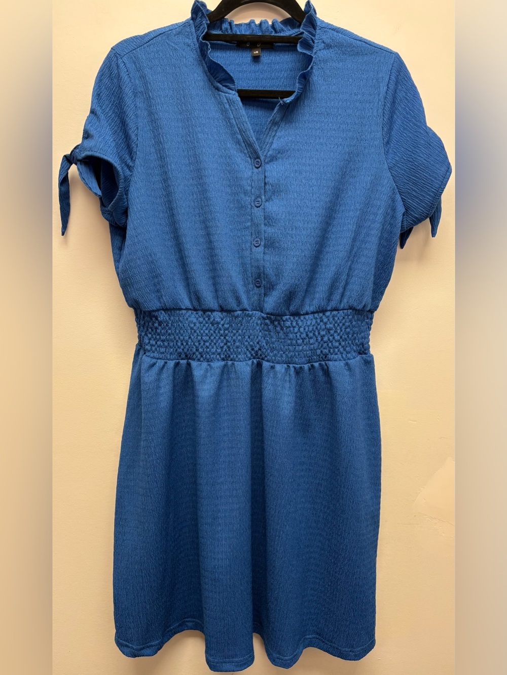 4 for $25 💙 Lily Morgan Blue Smocked Waist Short Sleeve Dress – Size Large
